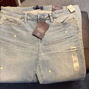 GAP Women's High Rise Light Blue Jeans with Star Details